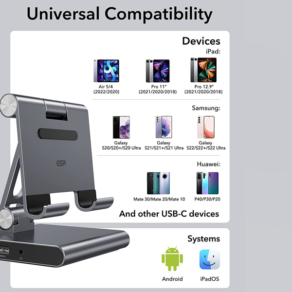 Original ESR 8 in 1 Hub Mobile Stand - Silver - Image 3