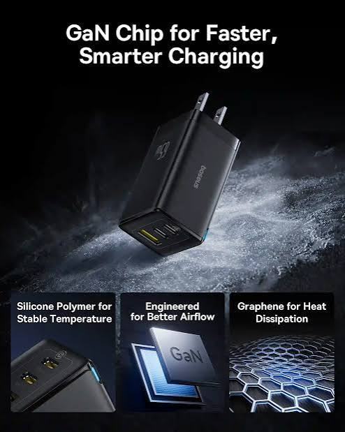 Baseus GaN5 Pro Fast Charger 2C+U 65W US Pack of 2 Cluster Black