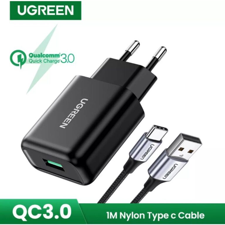 Ugreen 10186 18W USB Fast Mobile Charger With Type-C Cable