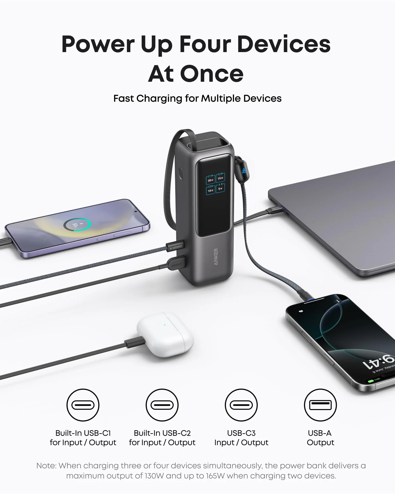 Anker Laptop Power Bank (25K, 165W, Built-In and Retractable Cables) 2