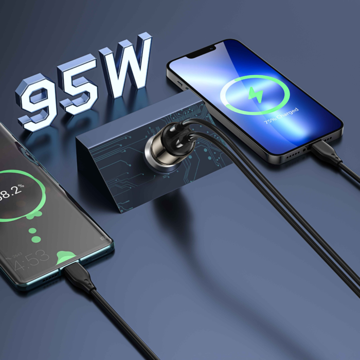 WiWU WI-QC012 95W PD+QC Kirsite Geek Fast Car Charger