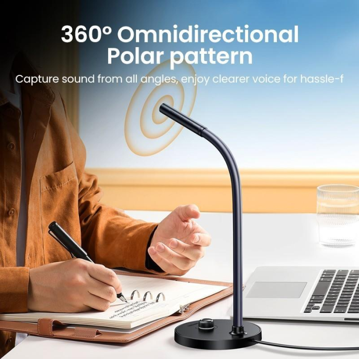 Ugreen 55344 Desktop 360° Omni-Point Computer Microphone Table Type DSP Noise Reduction