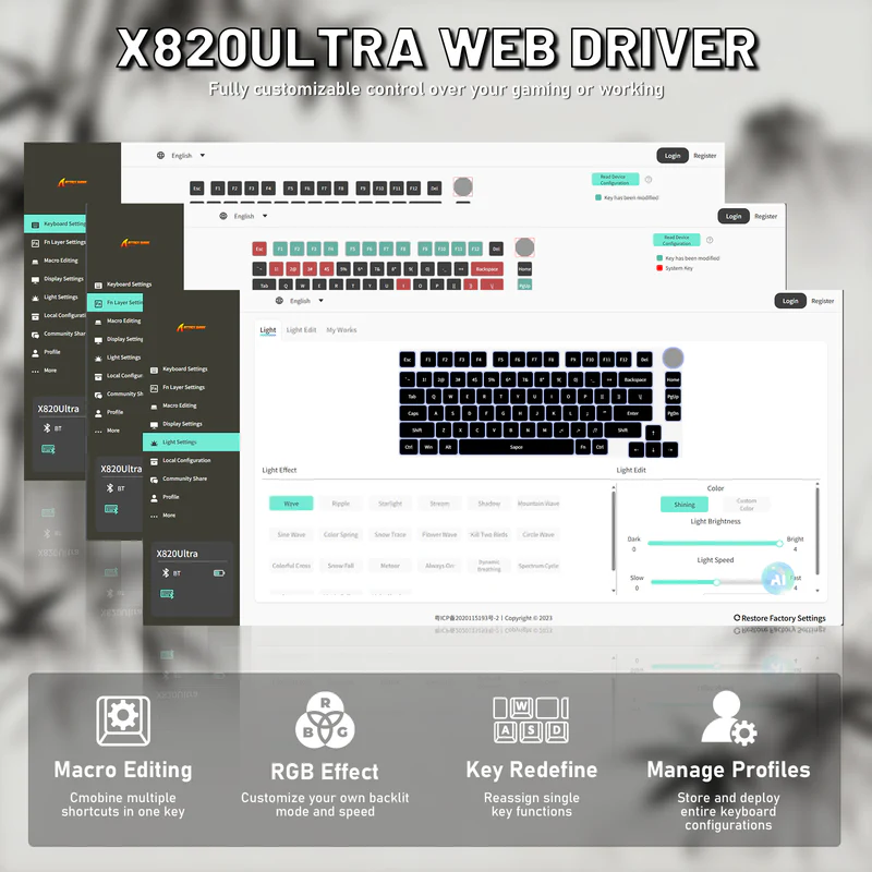 ATTACK SHARK X820ULTRA Mechanical Keyboard with C01ULTRA Coiled Cable - Image 3