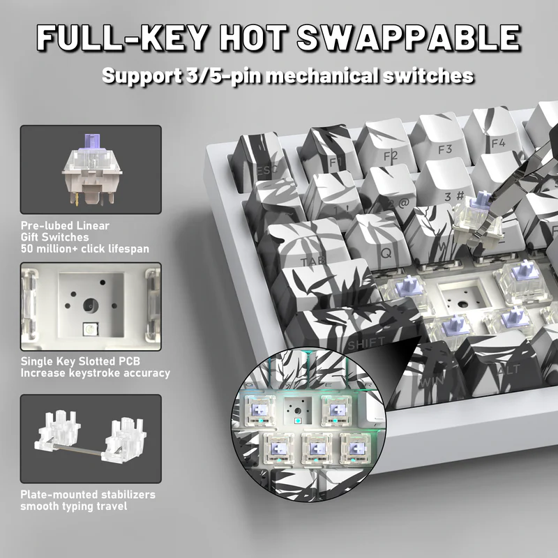 ATTACK SHARK X820ULTRA Mechanical Keyboard with C01ULTRA Coiled Cable - Image 2