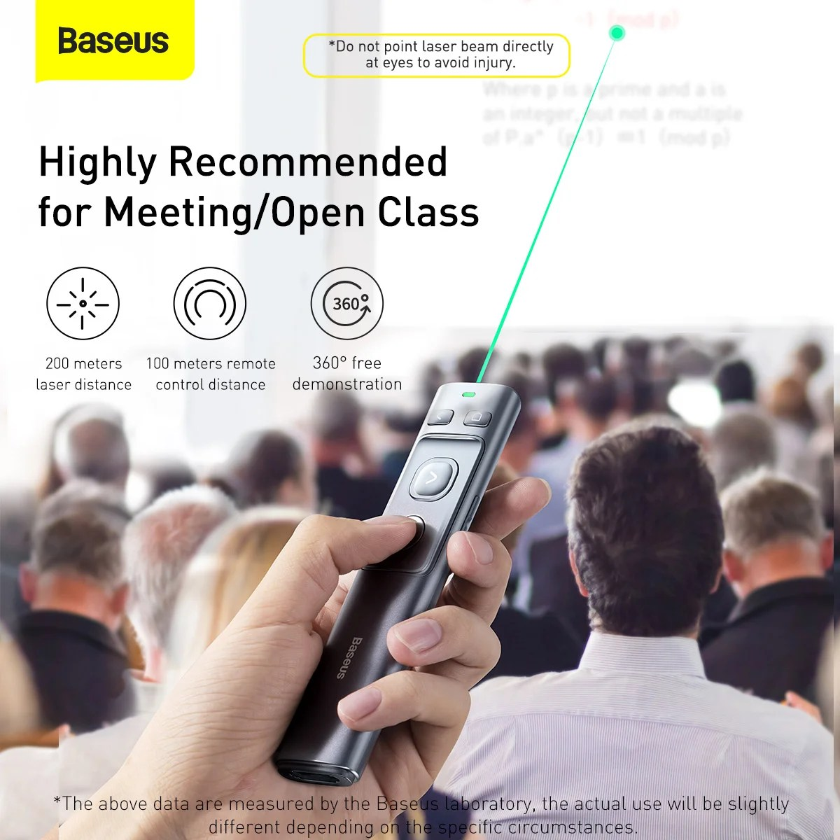 Baseus Orange Dot Wireless Presenter Green Laser Charging Grey