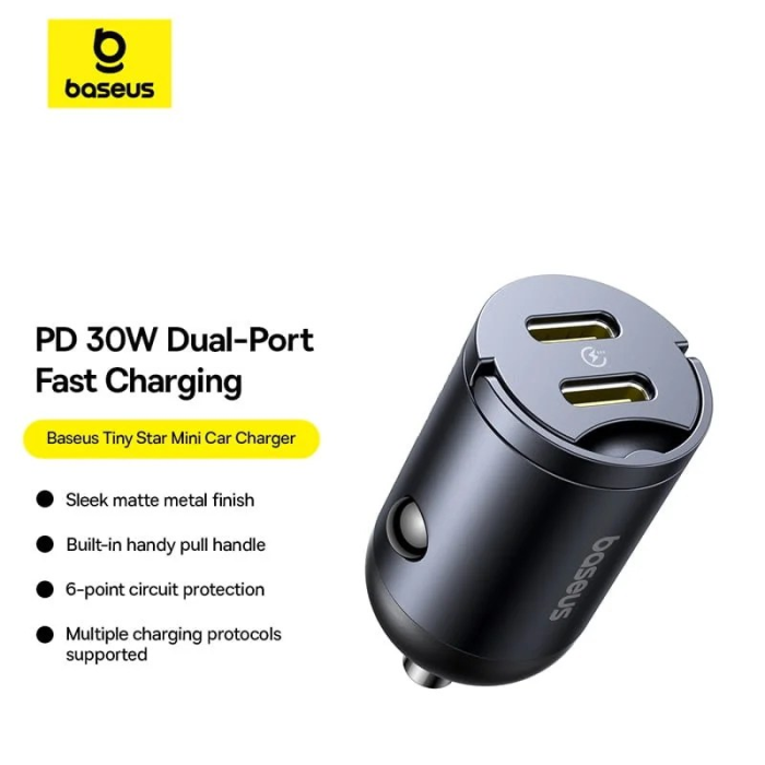 Baseus Tiny Star Mini Car Charger Dual Type C 30W
