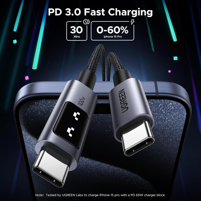 UGREEN 35501 Uno 100W Type-C to Type-C Fast Charging Cable (1 Meter)
