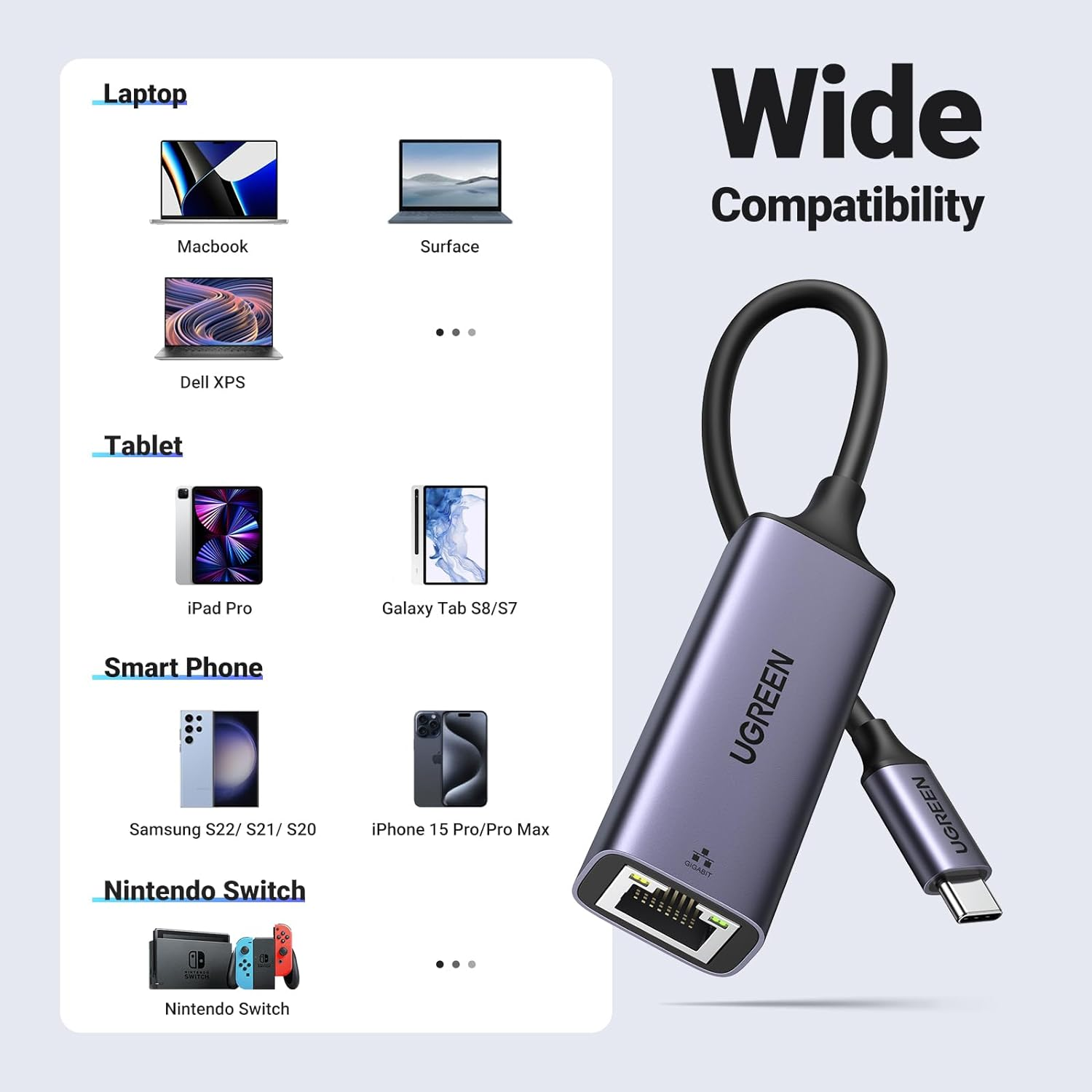 UGREEN 50737 Type-C to Gigabit Ethernet Adapter Aluminum Case - Image 2