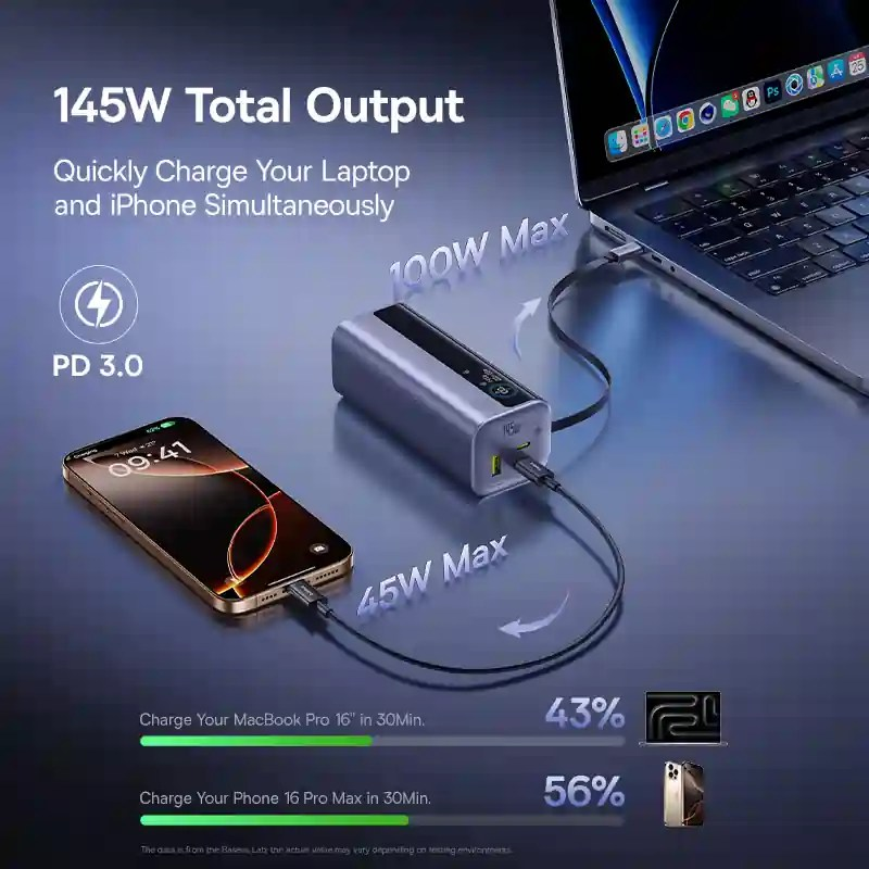 Baseus EnerGeek GR11 Power Bank with Retractable Cable 20000mAh 145W