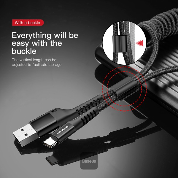 Baseus Fish Eye Spring Data Cable for Type C 2A 1m Black - Image 2