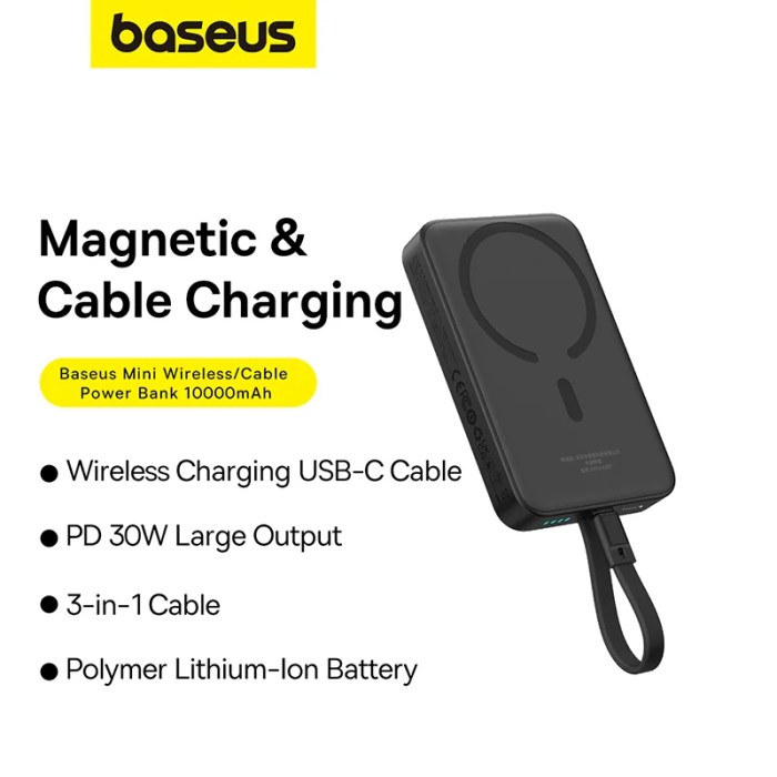 Baseus Magnetic Mini Wireless Fast Charge Power Bank 10000mAh 30W Black - Image 4