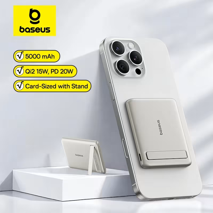 Baseus PicoGo AM31 Qi2 Ultra-Mini Magnetic Power Bank 5000mAh with Kickstand