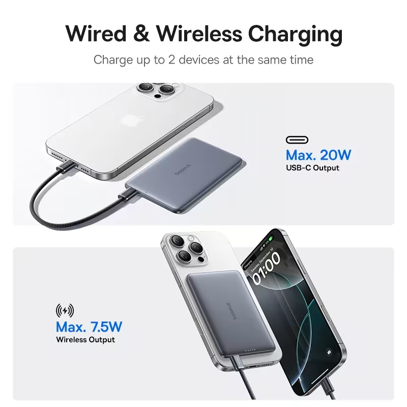 Baseus PicoGo AM41 5000mAh Magnetic Power Bank 15W Wireless 20W Wired2