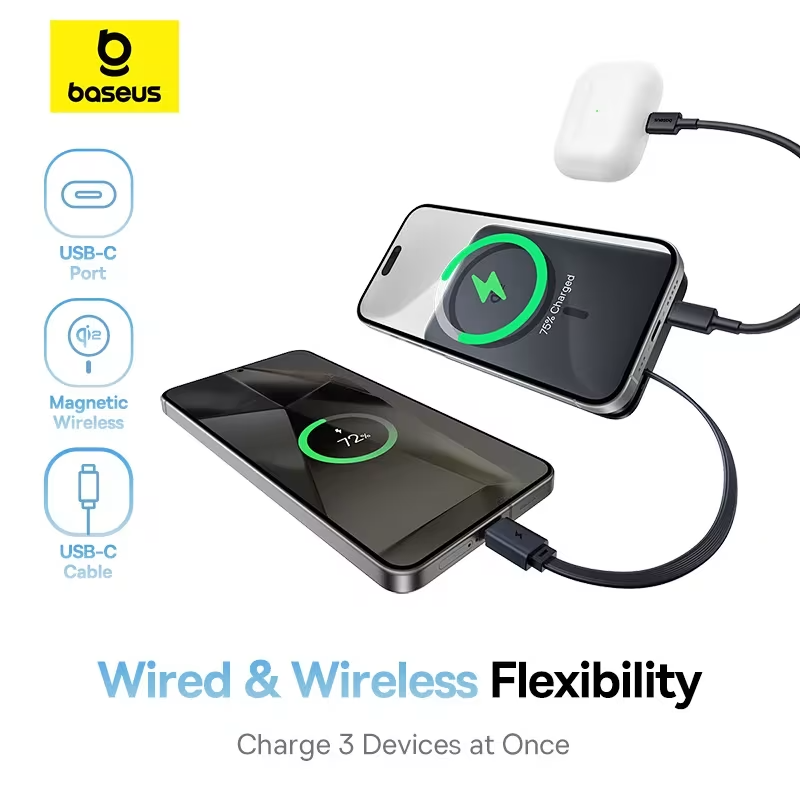 Baseus PicoGo AM41 Magnetic Power Bank with Built-in Cable 10000mAh 27W - Image 3