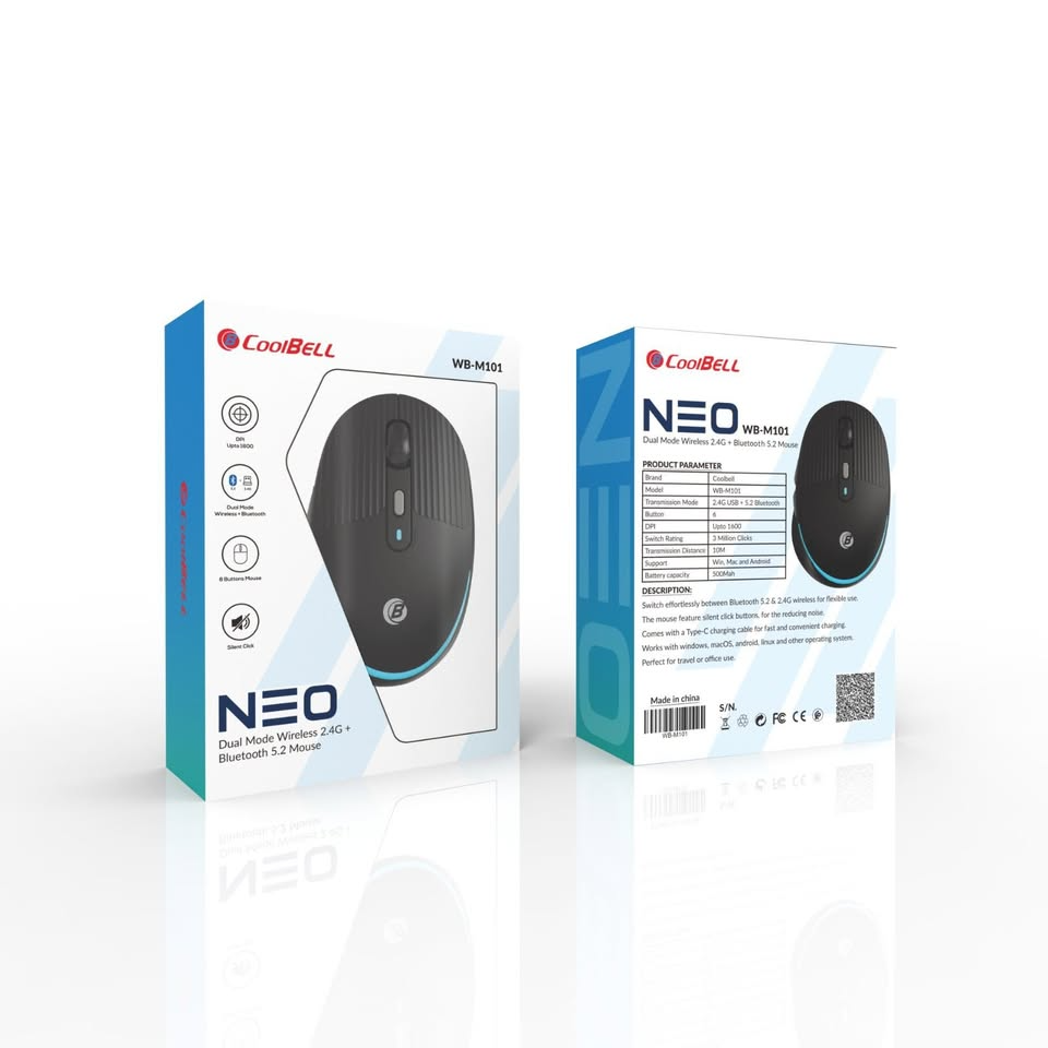 CoolBell NEO Wireless Mouse – WB-M101 Bluetooth 5.2 & 2.4GHz