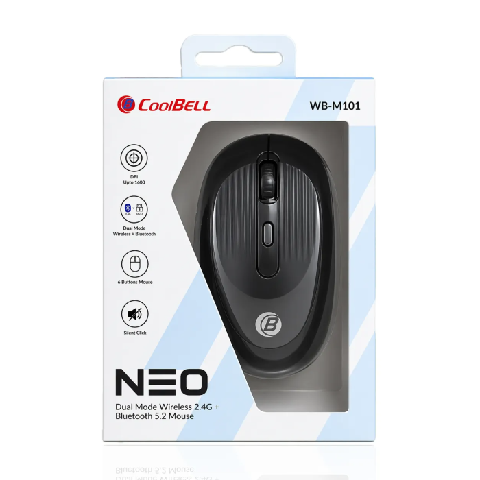 CoolBell NEO Wireless Mouse – WB-M101 Bluetooth 5.2 & 2.4GHz with - 3 Months Warranty
