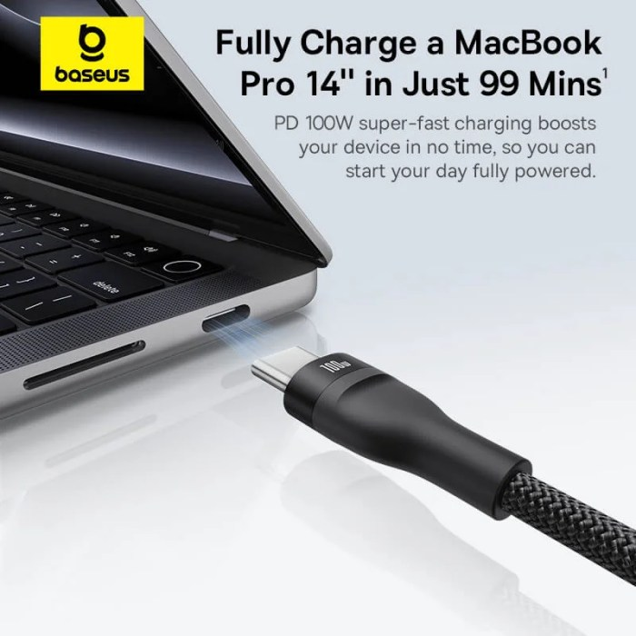 Baseus Flash Series 3 One-for-Three Fast Charging Cable Type-C to C+C+C 100W – 1.5m - Image 3