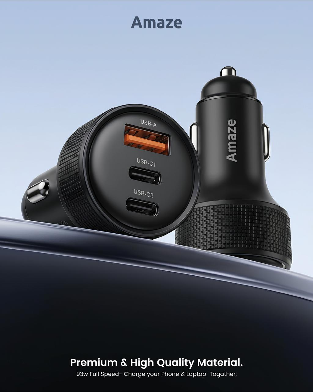 A456 DRIVE-ON 3-Port Fast Car Charger 93W