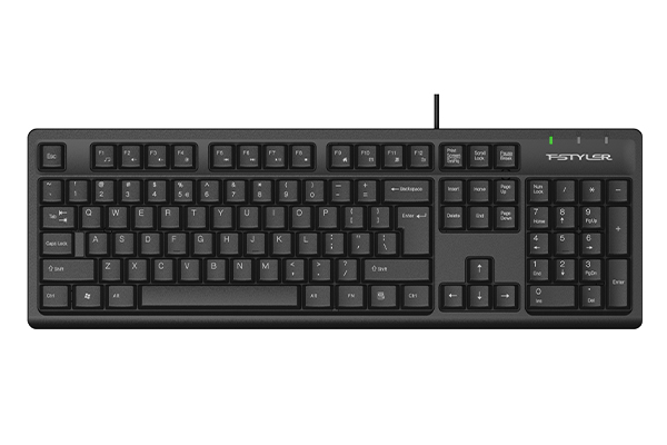 A4Tech Fstyler FKS12 / FKS12 FN Multimedia Wired USB Keyboard – Black, US Layout