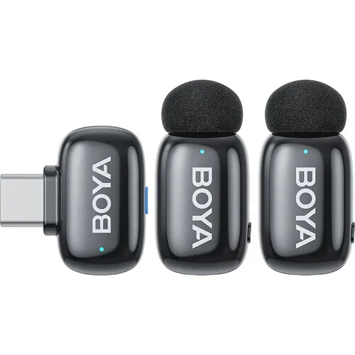 BOYA Mini-2-04 Upgraded Super Mini Wireless Microphone with AI Noise Cancellation20 Hz to 20 kHz Frequency Response AI Noise Cancellation up to -40 dB Auto-Limit and Safety Track Technologies 6-Hour Battery Life per Mic 30-Hour Life for Charged System Mobile App Support