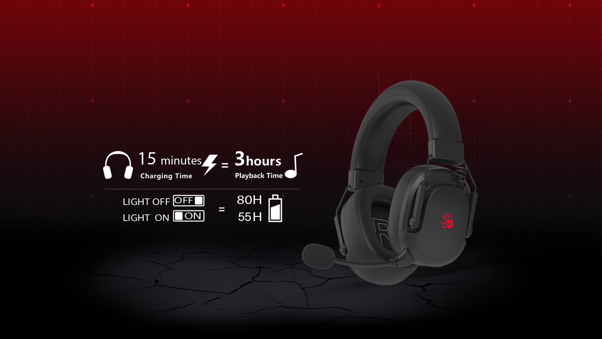 Bloody GR585 All-in-One Wireless & Wired USB Gaming Headset – Black - Image 2