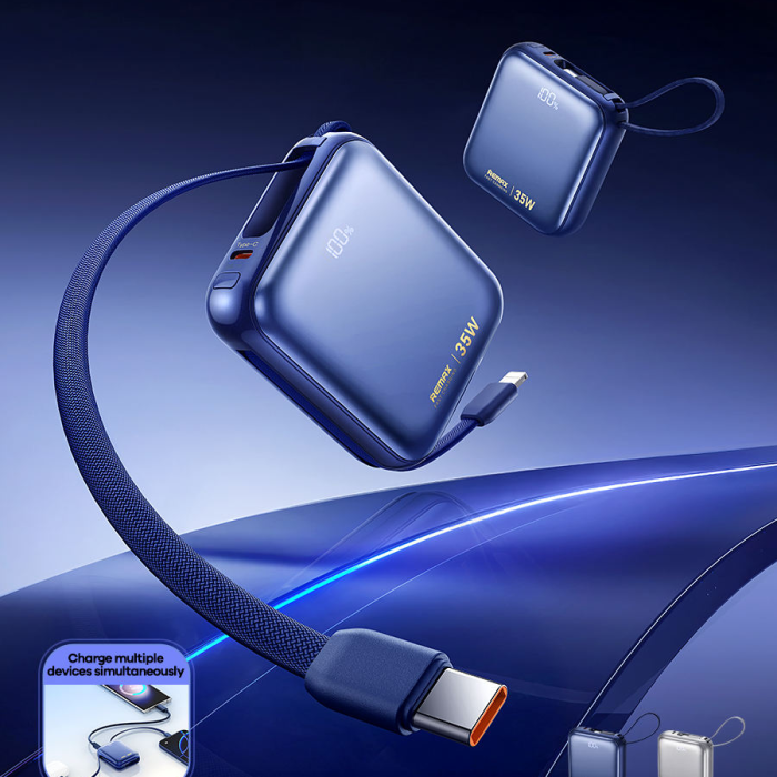 REMAX AS-181-35 10000mAh Power Bank PD35W Fast Charging with Built-in Dual Cables