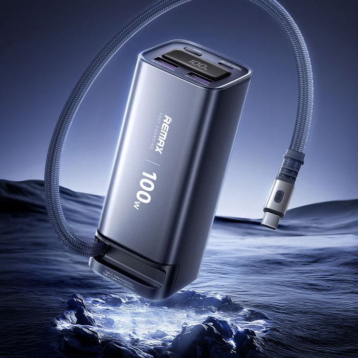 REMAX FC-22 20000mAh 100W Fast Charging Power Bank with Retractable Type-C Cable