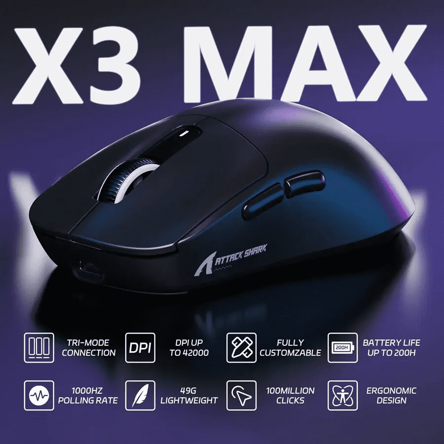 ATTACK SHARK X3MAX Wireless Gaming Mouse